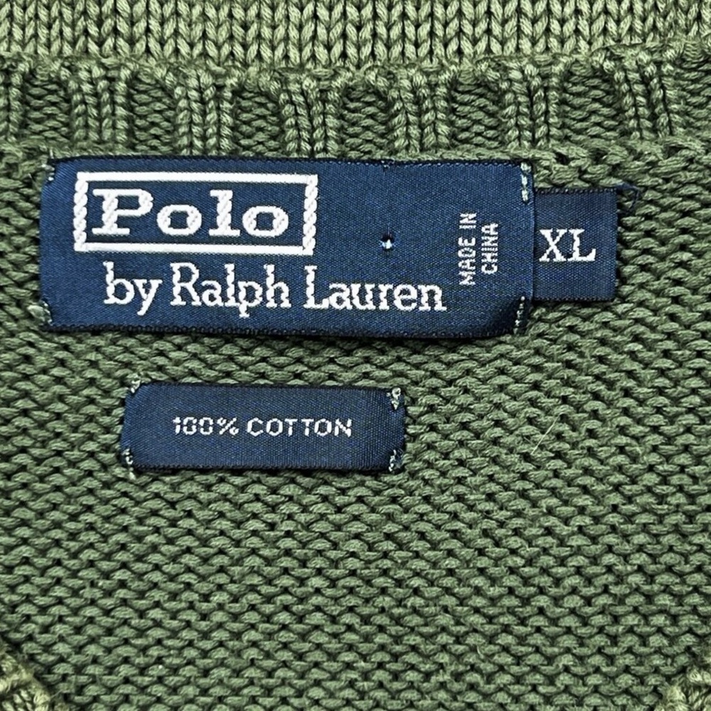 Polo by Ralph Lauren Vintage Sweater Vest V-Neck Olive Navy Horse Logo XL - NWOT - Picture 6 of 6
